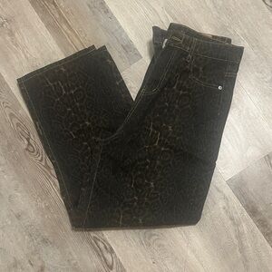 Stylish Leopard Print wide leg high waisted Jeans